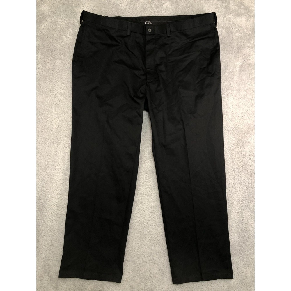 Haggar Pants Mens 46x29 (Tag 46x30) Black NWT No Iron Stretch Khakis Classic Fit